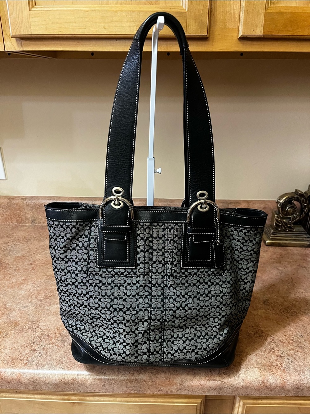 Coach  Black and Gray Signature Tote with Matching Wallet - Picture 3 of 16